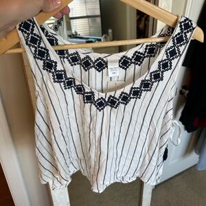 L*Space NWT Navy and White Striped Tank Top with Tassel Accents